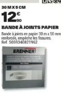 Bande à joints papier 30 m x 50 mm Brenner