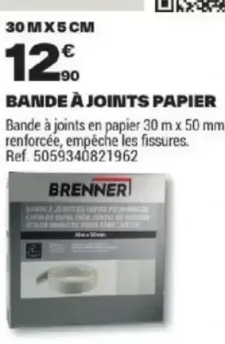 Bande à joints papier 30 m x 50 mm Brenner