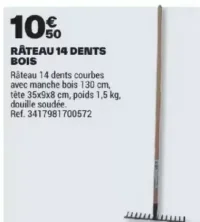 RÂTEAU 14 DENTS BOIS