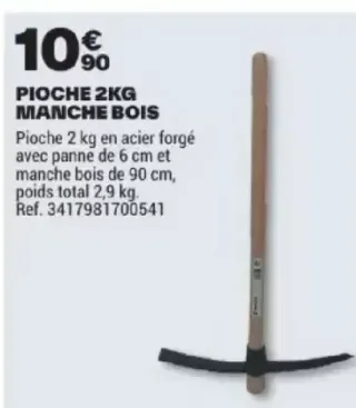 PIOCHE 2KG MANCHE BOIS