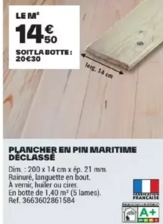 Plancher en pin maritime déclassé