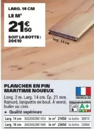 Plancher en pin maritime noueux