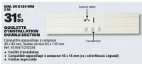 GGK Goulotte d'installation double section 65 x 130 mm 2 M