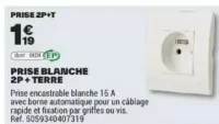PRISE BLANCHE 2P+TERRE