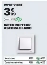 Schneider Electric INTERRUPTEUR ASFORA BLANC