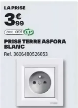 Schneider Electric PRISE TERRE ASFORA BLANC