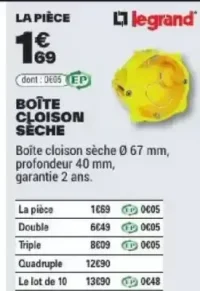 Boîte cloison sèche Legrand