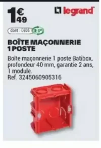 Boîte maçonnerie 1 poste Legrand