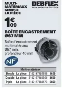 Boîte encastrement Ø67 mm Debflex