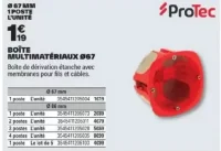 Boîte multimatériaux Ø67 ProTec