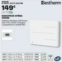 Radiateur Opéra 1000W