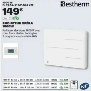 Radiateur Opéra 1000W