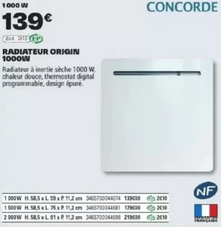 Radiateur Origin 1000W