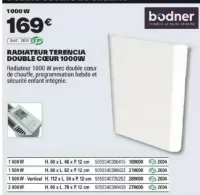 RADIATEUR TERENCIA DOUBLE CŒUR 1000W bodner