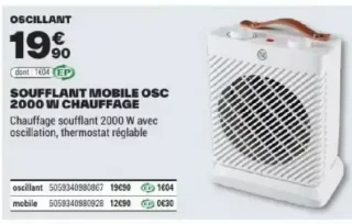 Soufflant Mobile OSC 2000 W Chauffage