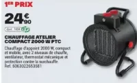 Chauffage Atelier Compact 2000 W PTC