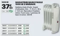 Radiateur Bain d'Huile 1000 W 3 Niveaux