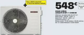 Monosplit Webber Jusqu'à 41 m² / 3 400 W