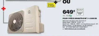 Pompe à chaleur réversible mono-split Q excellence - Pour 1 pièce jusqu'à 41 m²