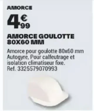 Amorce goulotte 80x60 mm