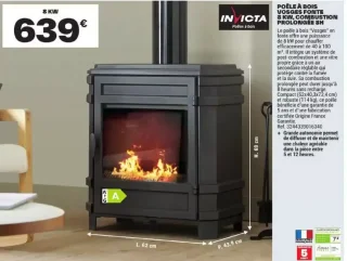 Poêle à bois Vosges fonte 8 kW Invicta