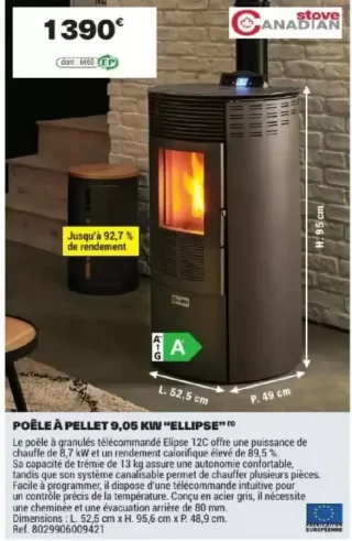 POÊLE À PELLET 9,05 KW "ELLIPSE"