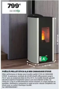 POÊLE À PELLET ETIC6 6,6 KW CANADIAN STOVE