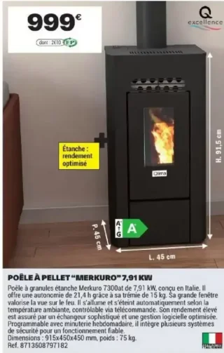 POÊLE À PELLET "MERKURO" 7,91 KW