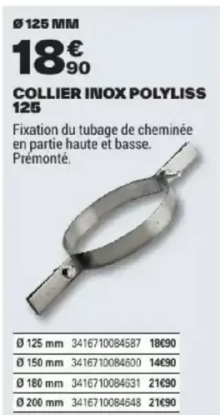 Collier inox polyliss 125