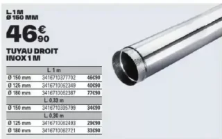 Tuyau droit inox 1 m L. 1 M Ø 150 MM