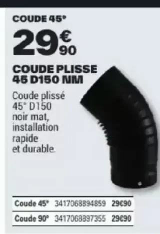 Coude plissé 45° D150