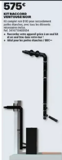 Kit raccord ventouse noir