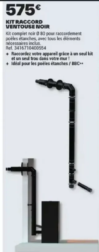 Kit raccord ventouse noir