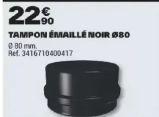 Tampon émaillé noir Ø80