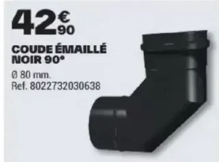 Coude émaillé noir 90° Ø80