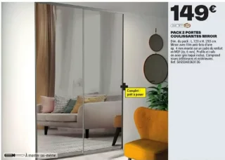 Pack de 2 portes coulissantes miroir Cooke & Lewis