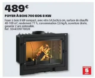 Foyer à bois 700 Eos 8 kW