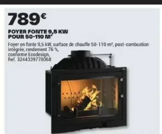Foyer fonte 9,5 kW pour 50-110 m²