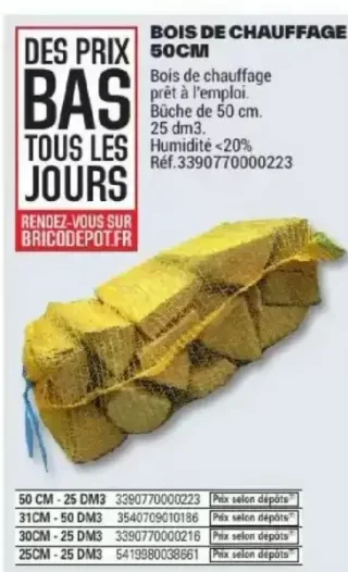 Bois de chauffage 50cm