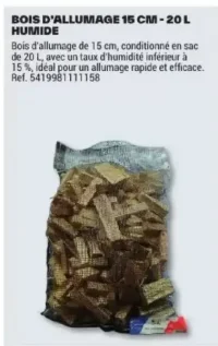 Bois d'allumage 15 cm - 20 L humide