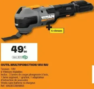 Outil multifonction 18V nu Titan