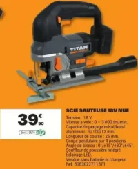 Scie sauteuse 18V nue Titan