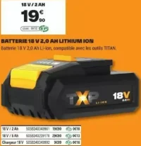 Batterie 18 V 2,0 Ah Lithium Ion Titan