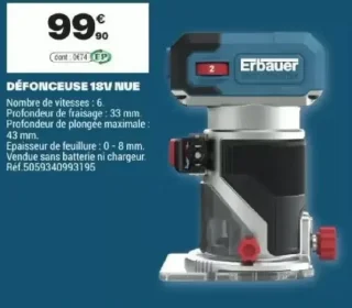 Erbauer Défonceuse 18V Nue
