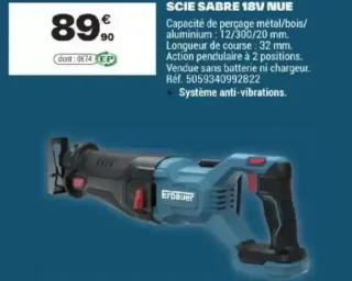 Scie sabre Erbauer 18V nue