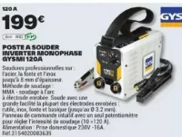 POSTE A SOUDER INVERTER MONOPHASE GYSMI 120A