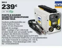 POSTE A SOUDER INVERTER MONOPHASE GYSMI 160A