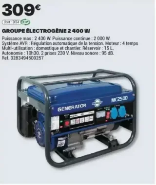 GROUPE ÉLECTROGÈNE 2 400 W Mercure MC2500
