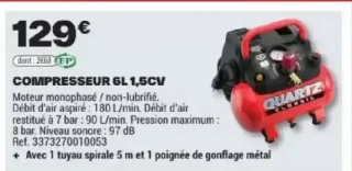 COMPRESSEUR 6L 1,5CV Quartz Classic