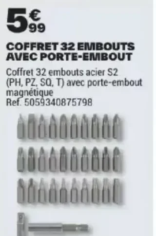 COFFRET 32 EMBOUTS AVEC PORTE-EMBOUT